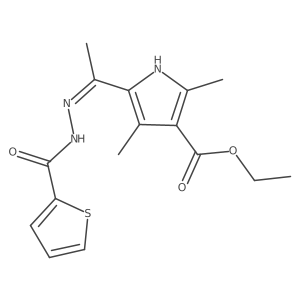 Ethyl 2,4-dimethyl-5-(1-(2-(thiophene-2-carbonyl)hydrazono)ethyl)-1H-pyrrole-3-carboxylate结构式