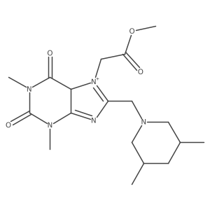 methyl 2-[8-[(3,5-dimethylpiperidin-1-yl)methyl]-1,3-dimethyl-2,6-dioxo-5H-purin-7-ium-7-yl]acetate Structure