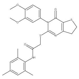 2-((3-(3,4-dimethoxyphenyl)-4-oxo-3,4,6,7-tetrahydrothieno[3,2-d]pyrimidin-2-yl)thio)-N-mesitylacetamide结构式