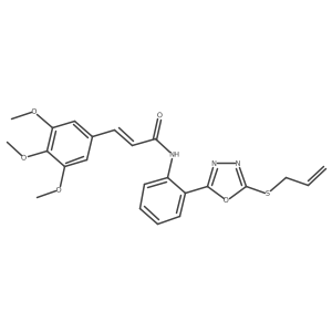 (2E)-N-{2-[5-(prop-2-en-1-ylsulfanyl)-1,3,4-oxadiazol-2-yl]phenyl}-3-(3,4,5-trimethoxyphenyl)prop-2-enamide结构式