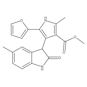 methyl 5-(2-furyl)-2-methyl-4-(5-methyl-2-oxo-2,3-dihydro-1H-indol-3-yl)-1H-pyrrole-3-carboxylate结构式