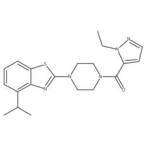 (1-ethyl-1H-pyrazol-5-yl)(4-(4-isopropylbenzo[d]thiazol-2-yl)piperazin-1-yl)methanone结构式