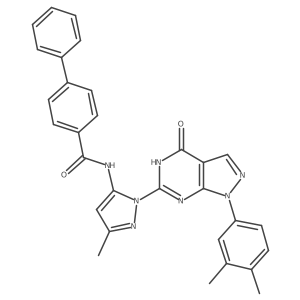 N-(1-(1-(3,4-dimethylphenyl)-4-oxo-4,5-dihydro-1H-pyrazolo[3,4-d]pyrimidin-6-yl)-3-methyl-1H-pyrazol-5-yl)-[1,1'-biphenyl]-4-carboxamide Structure
