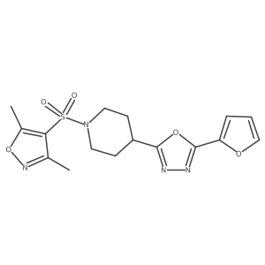 2-(1-((3,5-Dimethylisoxazol-4-yl)sulfonyl)piperidin-4-yl)-5-(furan-2-yl)-1,3,4-oxadiazole Structure