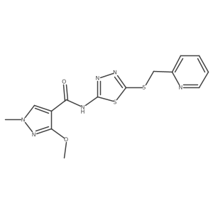 3-methoxy-1-methyl-N-(5-((pyridin-2-ylmethyl)thio)-1,3,4-thiadiazol-2-yl)-1H-pyrazole-4-carboxamide结构式
