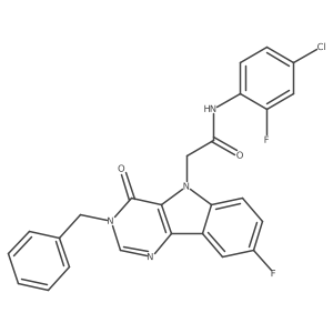 2-(3-benzyl-8-fluoro-4-oxo-3H-pyrimido[5,4-b]indol-5(4H)-yl)-N-(4-chloro-2-fluorophenyl)acetamide结构式
