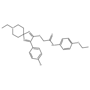 2-((3-(4-bromophenyl)-8-ethyl-1,4,8-triazaspiro[4.5]deca-1,3-dien-2-yl)thio)-N-(4-ethoxyphenyl)acetamide结构式