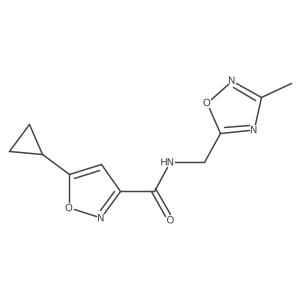 5-cyclopropyl-N-((3-methyl-1,2,4-oxadiazol-5-yl)methyl)isoxazole-3-carboxamide结构式