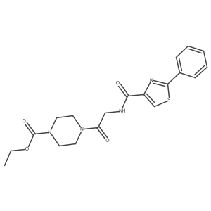 4-{2-[(2-Phenyl-thiazole-4-carbonyl)-amino]-acetyl}-piperazine-1-carboxylic acid ethyl ester Structure