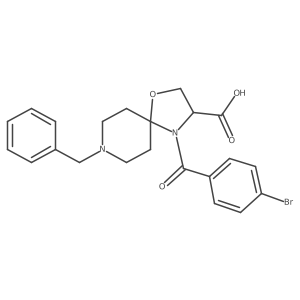 8-Benzyl-4-(4-bromobenzoyl)-1-oxa-4,8-diazaspiro[4.5]decane-3-carboxylic acid结构式