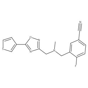 Benzonitrile, 4-fluoro-3-[[methyl[[5-(3-thienyl)-1,2,4-oxadiazol-3-yl]methyl]amino]methyl]- Structure