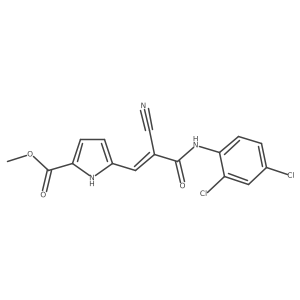 Methyl 5-[(Z)-2-cyano-3-(2,4-dichloroanilino)-3-oxoprop-1-enyl]-1H-pyrrole-2-carboxylate结构式