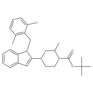 tert-Butyl 4-(1-(2-chloro-6-fluorobenzyl)-1H-benzo[d]imidazol-2-yl)-2-methylpiperazine-1-carboxylate结构式