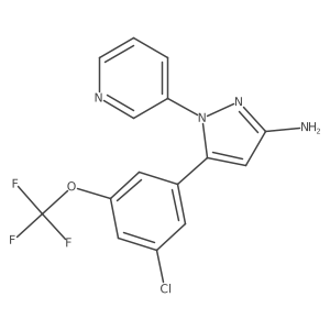 5-[3-Chloro-5-(trifluoromethoxy)phenyl]-1-pyridin-3-ylpyrazol-3-amine Structure