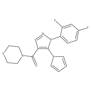 O=C(c1cnn(-c2ccc(F)cc2F)c1-n1cccc1)N1CCSCC1结构式