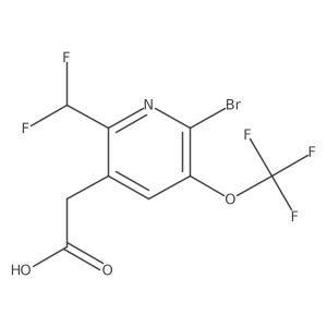 2-(6-Bromo-2-(difluoromethyl)-5-(trifluoromethoxy)pyridin-3-yl)acetic acid Structure