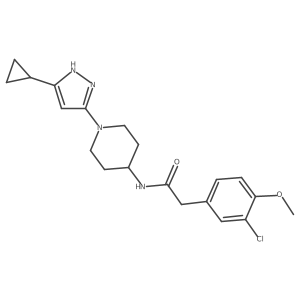 2-(3-chloro-4-methoxyphenyl)-N-[1-(5-cyclopropyl-1H-pyrazol-3-yl)piperidin-4-yl]acetamide Structure