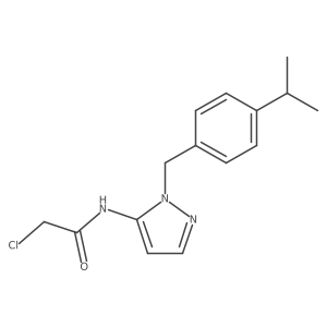 2-chloro-N-(2-{[4-(propan-2-yl)phenyl]methyl}-2,3-dihydro-1H-pyrazol-3-ylidene)acetamide结构式
