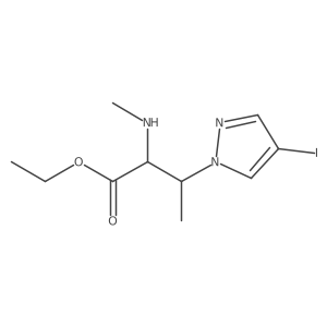 ethyl 3-(4-iodo-1H-pyrazol-1-yl)-2-(methylamino)butanoate结构式