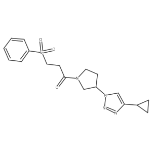 1-(3-(4-cyclopropyl-1H-1,2,3-triazol-1-yl)pyrrolidin-1-yl)-3-(phenylsulfonyl)propan-1-one Structure