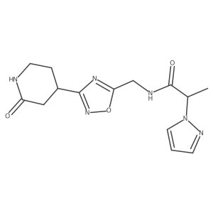 N-[[3-(2-oxopiperidin-4-yl)-1,2,4-oxadiazol-5-yl]methyl]-2-pyrazol-1-ylpropanamide结构式