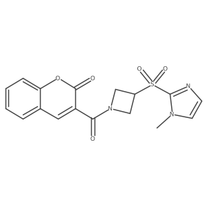 3-(3-((1-methyl-1H-imidazol-2-yl)sulfonyl)azetidine-1-carbonyl)-2H-chromen-2-one结构式