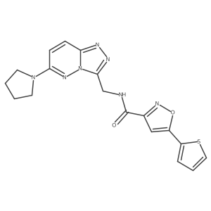 N-((6-(pyrrolidin-1-yl)-[1,2,4]triazolo[4,3-b]pyridazin-3-yl)methyl)-5-(thiophen-2-yl)isoxazole-3-carboxamide结构式