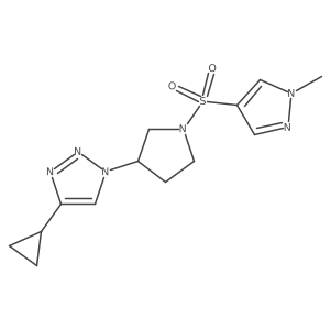 4-cyclopropyl-1-(1-((1-methyl-1H-pyrazol-4-yl)sulfonyl)pyrrolidin-3-yl)-1H-1,2,3-triazole结构式
