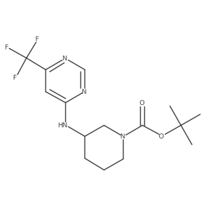 Tert-butyl 3-{[6-(trifluoromethyl)pyrimidin-4-yl]amino}piperidine-1-carboxylate结构式