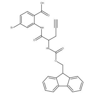 4-bromo-2-[2-({[(9H-fluoren-9-yl)methoxy]carbonyl}amino)pent-4-ynamido]benzoic acid结构式