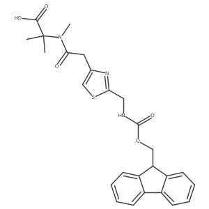 2-(2-{2-[({[(9H-fluoren-9-yl)methoxy]carbonyl}amino)methyl]-1,3-thiazol-4-yl}-N-methylacetamido)-2-methylpropanoic acid Structure