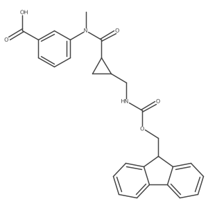 3-{N-methyl2-[({[(9H-fluoren-9-yl)methoxy]carbonyl}amino)methyl]cyclopropaneamido}benzoic acid结构式