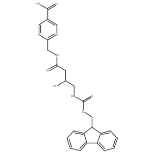 2-{[4-({[(9H-fluoren-9-yl)methoxy]carbonyl}amino)-3-hydroxybutanamido]methyl}pyrimidine-5-carboxylic acid Structure