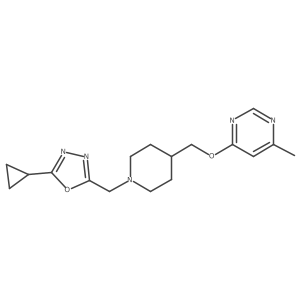 2-Cyclopropyl-5-((4-(((6-methylpyrimidin-4-yl)oxy)methyl)piperidin-1-yl)methyl)-1,3,4-oxadiazole Structure