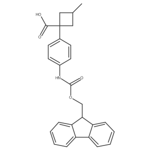 1-[4-({[(9H-fluoren-9-yl)methoxy]carbonyl}amino)phenyl]-3-methylcyclobutane-1-carboxylic acid结构式