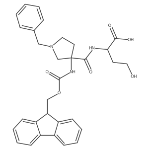 (2S)-2-{[1-benzyl-3-({[(9H-fluoren-9-yl)methoxy]carbonyl}amino)pyrrolidin-3-yl]formamido}-4-hydroxybutanoic acid Structure