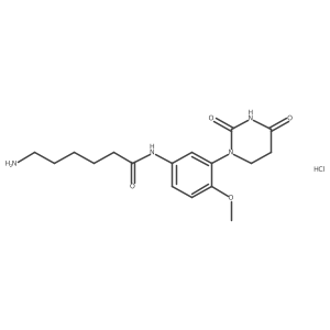 6-amino-N-[3-(2,4-dioxo-1,3-diazinan-1-yl)-4-methoxyphenyl]hexanamide hydrochloride结构式