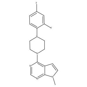 1-(2,4-difluorophenyl)-4-{7-methyl-7H-pyrrolo[2,3-d]pyrimidin-4-yl}piperazine结构式