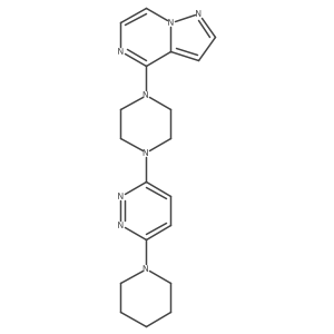 3-(Piperidin-1-yl)-6-(4-{pyrazolo[1,5-a]pyrazin-4-yl}piperazin-1-yl)pyridazine结构式