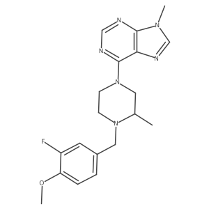 6-{4-[(3-fluoro-4-methoxyphenyl)methyl]-3-methylpiperazin-1-yl}-9-methyl-9H-purine结构式