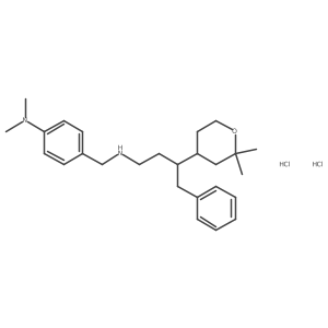 4-({[3-(2,2-dimethyloxan-4-yl)-4-phenylbutyl]amino}methyl)-N,N-dimethylaniline dihydrochloride结构式