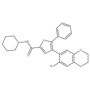 4-(7-bromo-2,3-dihydrobenzo[b][1,4]dioxin-6-yl)-5-phenyl-N-(piperidin-1-yl)thiazole-2-carboxamide Structure