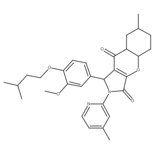 1-[3-methoxy-4-(3-methylbutoxy)phenyl]-7-methyl-2-(4-methylpyridin-2-yl)-4a,5,6,7,8,8a-hexahydro-1H-chromeno[2,3-c]pyrrole-3,9-dione Structure