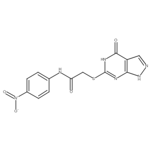 N-(4-nitrophenyl)-2-((4-oxo-4,5-dihydro-1H-pyrazolo[3,4-d]pyrimidin-6-yl)thio)acetamide Structure