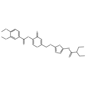 6-({[5-(2-ethylbutanamido)-1,3,4-thiadiazol-2-yl]sulfanyl}methyl)-4-oxo-4H-pyran-3-yl 3,4-dimethoxybenzoate Structure