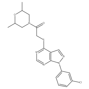 2-((1-(3-chlorophenyl)-1H-pyrazolo[3,4-d]pyrimidin-4-yl)thio)-1-(2,6-dimethylmorpholino)ethanone Structure