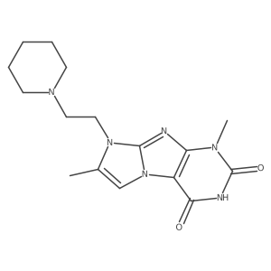 1,7-dimethyl-8-(2-(piperidin-1-yl)ethyl)-1H-imidazo[2,1-f]purine-2,4(3H,8H)-dione结构式