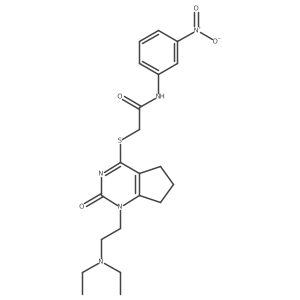 2-((1-(2-(diethylamino)ethyl)-2-oxo-2,5,6,7-tetrahydro-1H-cyclopenta[d]pyrimidin-4-yl)thio)-N-(3-nitrophenyl)acetamide结构式
