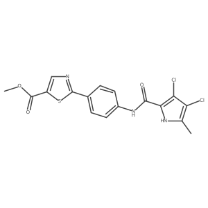 Methyl 2-(4-{[(3,4-dichloro-5-methyl-1H-pyrrol-2-yl)carbonyl]amino}phenyl)-1,3-thiazole-5-carboxylate结构式