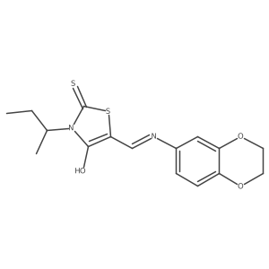 (5E)-3-(butan-2-yl)-5-[(2,3-dihydro-1,4-benzodioxin-6-ylamino)methylidene]-2-thioxo-1,3-thiazolidin-4-one结构式